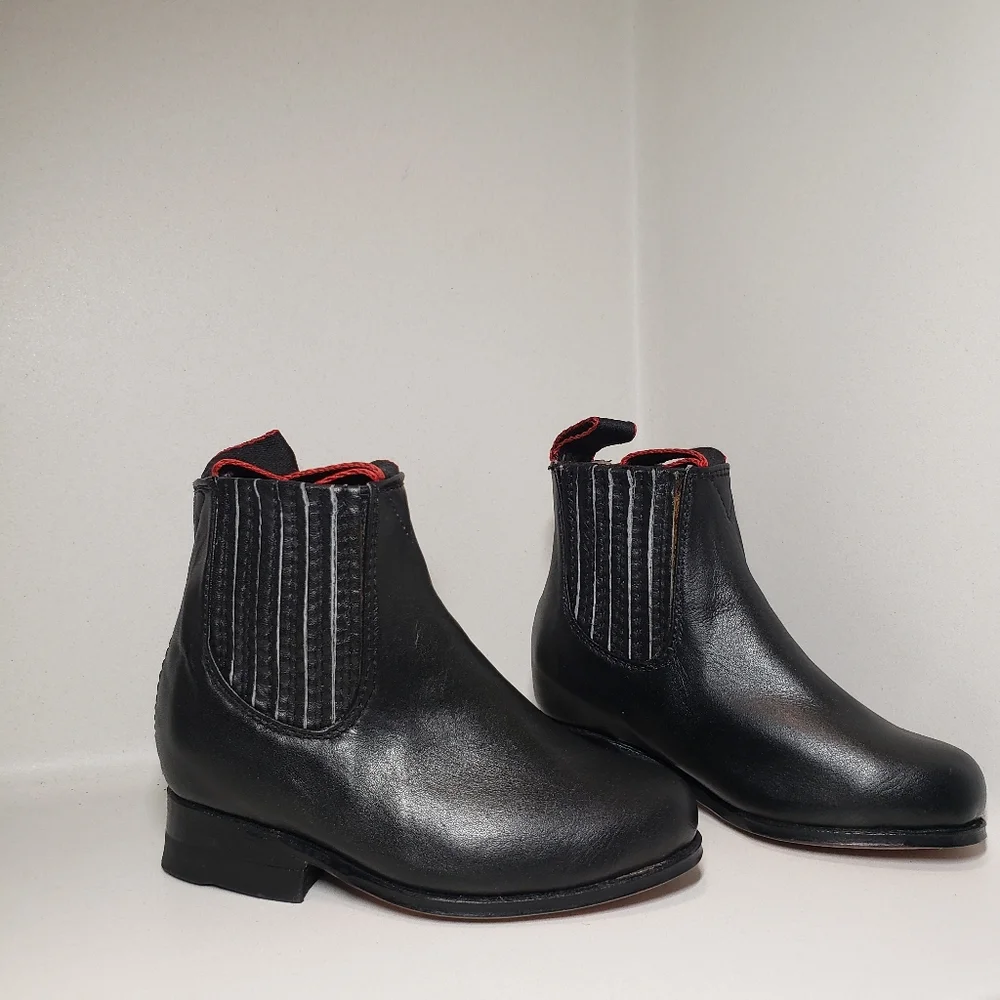 Boys Size 4.5 Boots Charro Boot Black 100% Leather Mariachi Western Diegos Boots